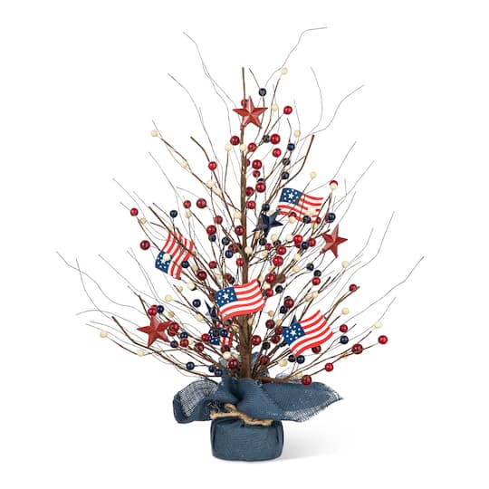 Glitzhome&#xAE; 20&#x22; Patriotic America Berry Table Tree